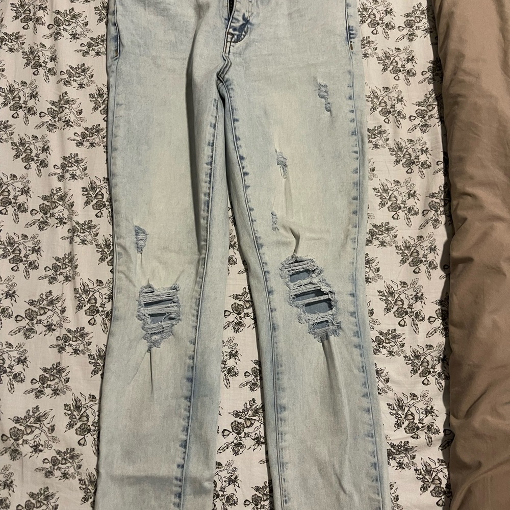 Guess Light Blue Distressed Skinny Jeans